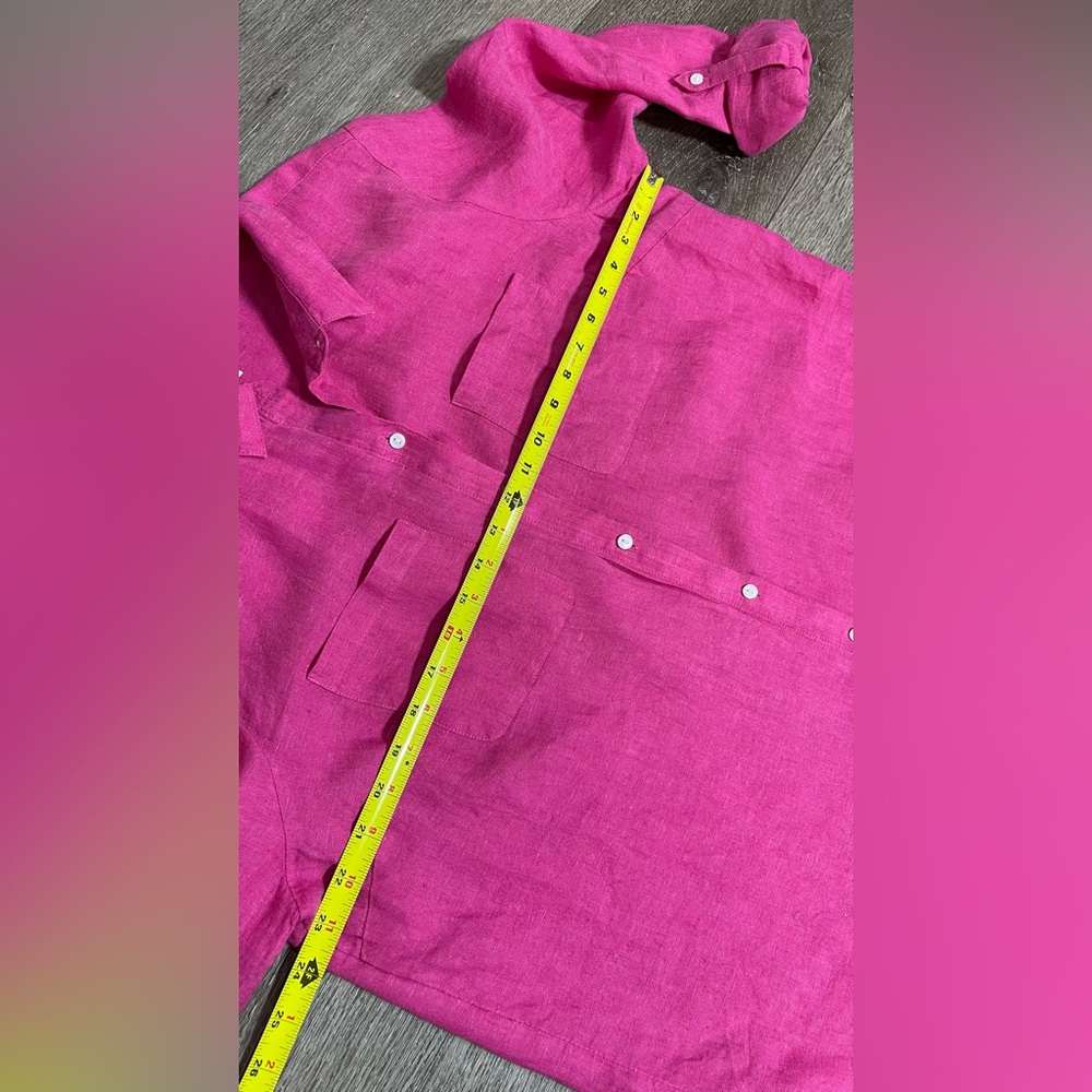 💯Linen Charter Club Fuchsia Button-Down Shirt - Picture 10 of 12
